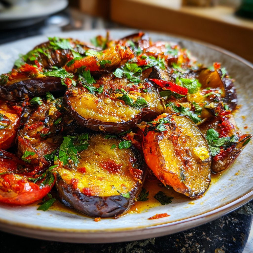 Auberginen aus der Pfanne mit Kräutern