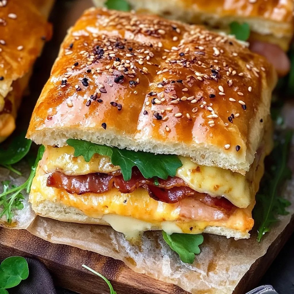 Blätterteigkissen gefüllt mit Schinken und Käse