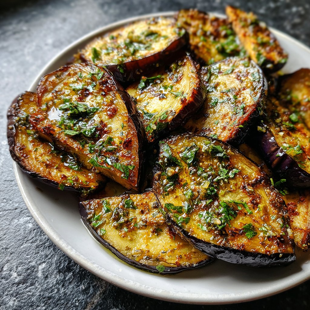 Auberginen aus der Pfanne knusprig