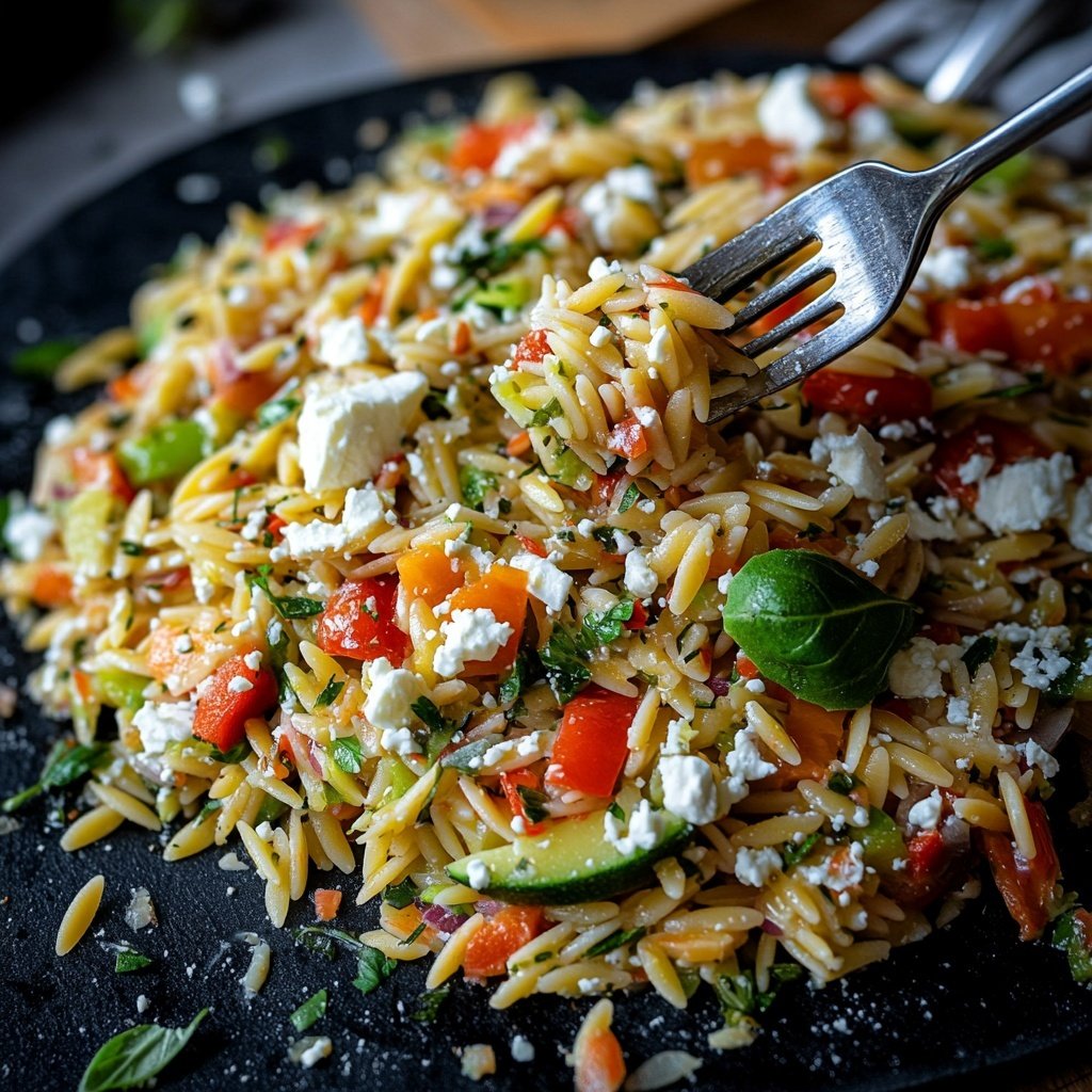Griechischer Orzo Nudelsalat